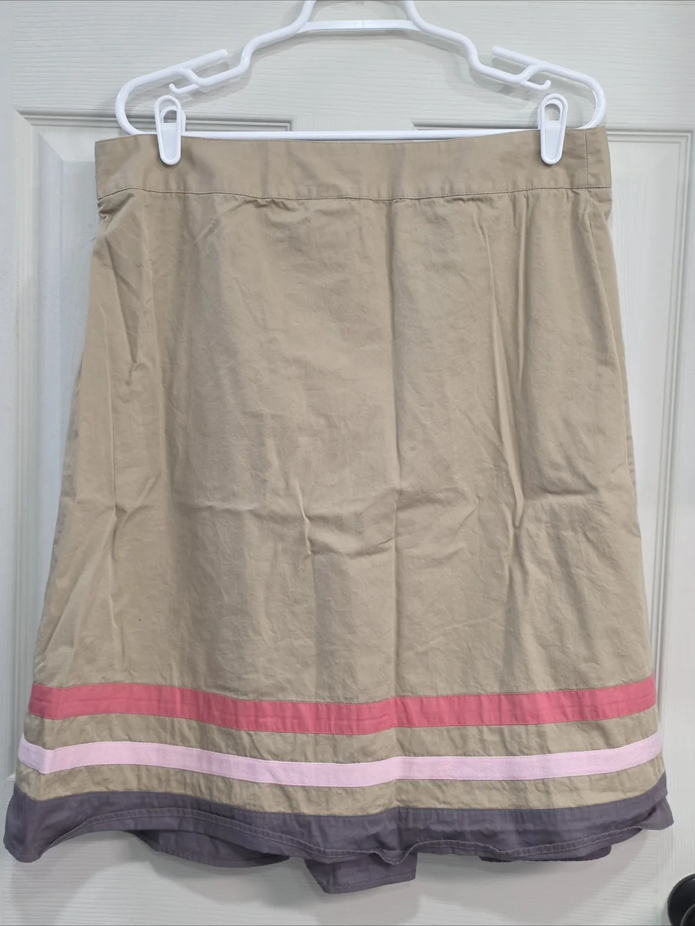 Merona Beige A-Line Skirt with Pink and Purple Stripes